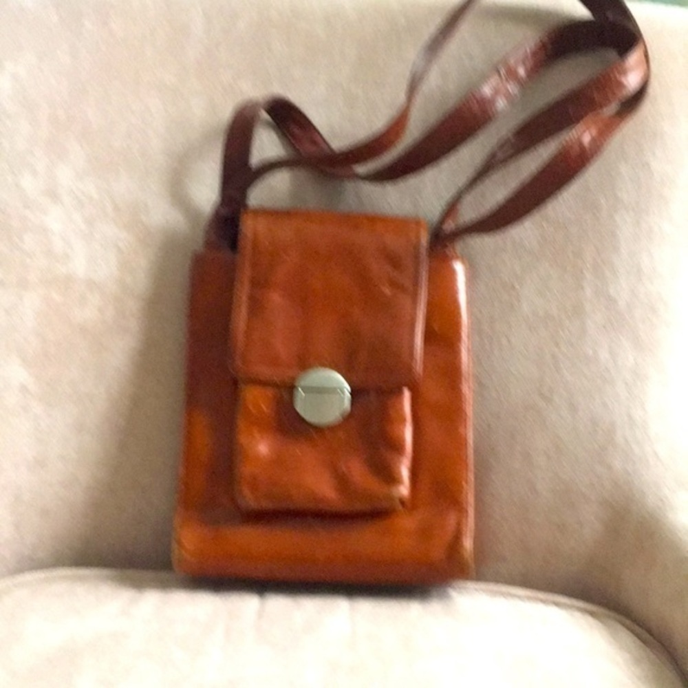 Burnt orange leather‎ purse with two straps